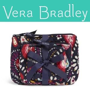 Vera Bradley Set of 3 Makeup Bags in Painted Paisley pattern Free Shipping NWT
